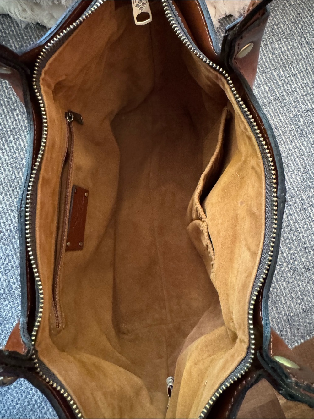 Patricia Nash Argenta/Chestnut/Brown Leather Satchel/Tote Bag - Picture 10 of 10